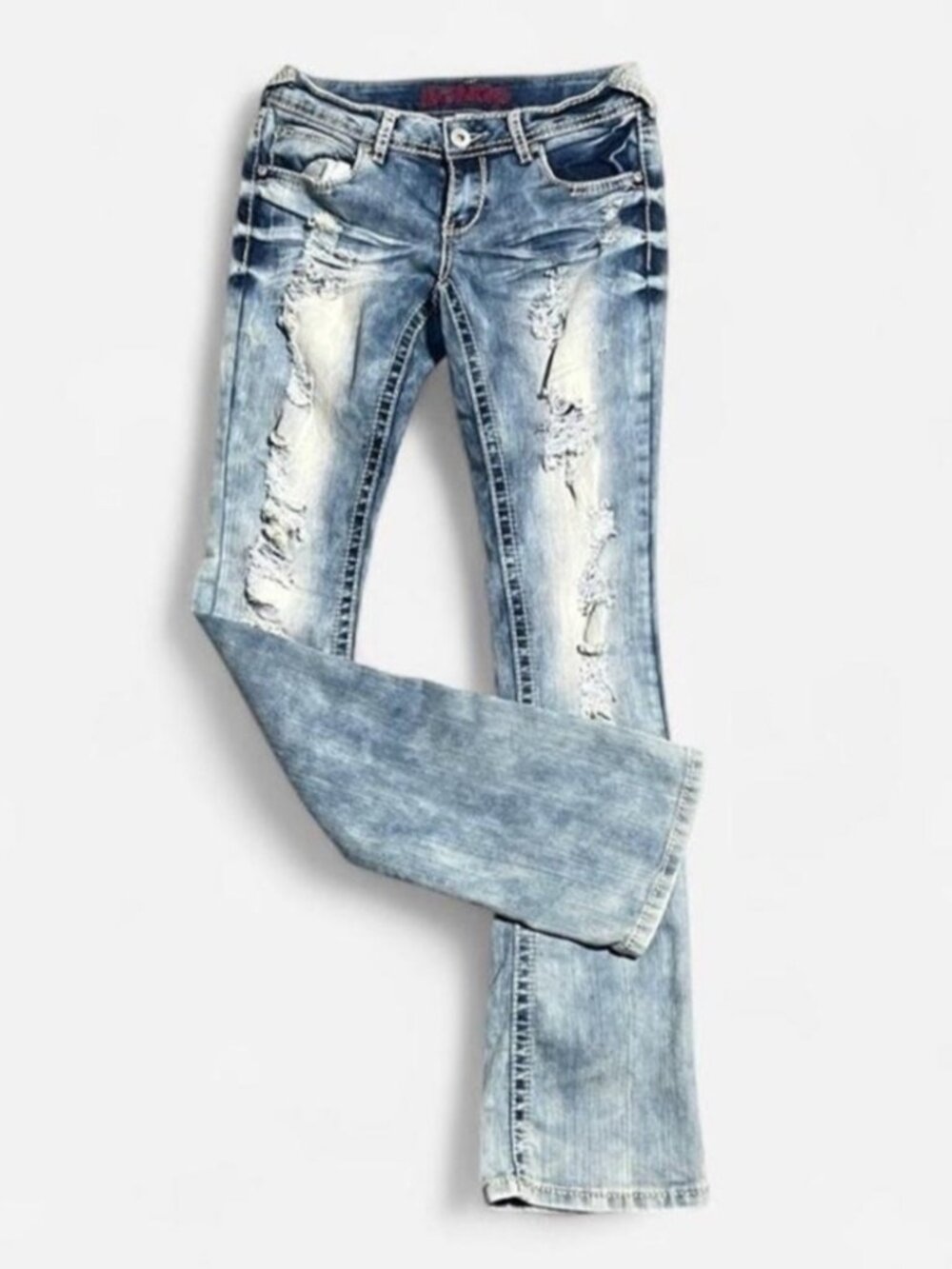 Low rise distressed bootcut jeans size 5